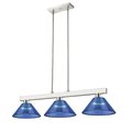 Z-Lite Cobalt 3 Light Billiard Light, Brushed Nickel & Dark Blue 152BN-ARDB